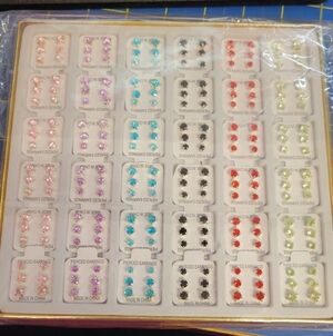 Assorted Colorful Stud Earrings Lot of 108 Pair